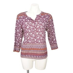 Rebecca Malone Red Gem Rhinestone Patterned Blouse